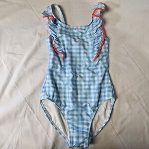 Cat & Jack Blue Gingham One‎ Piece Swimsuit Size 14